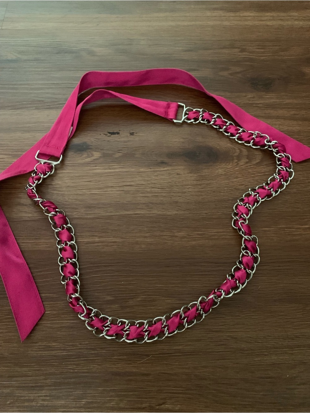 Fuchsia Chain-Link Ribbon Belt